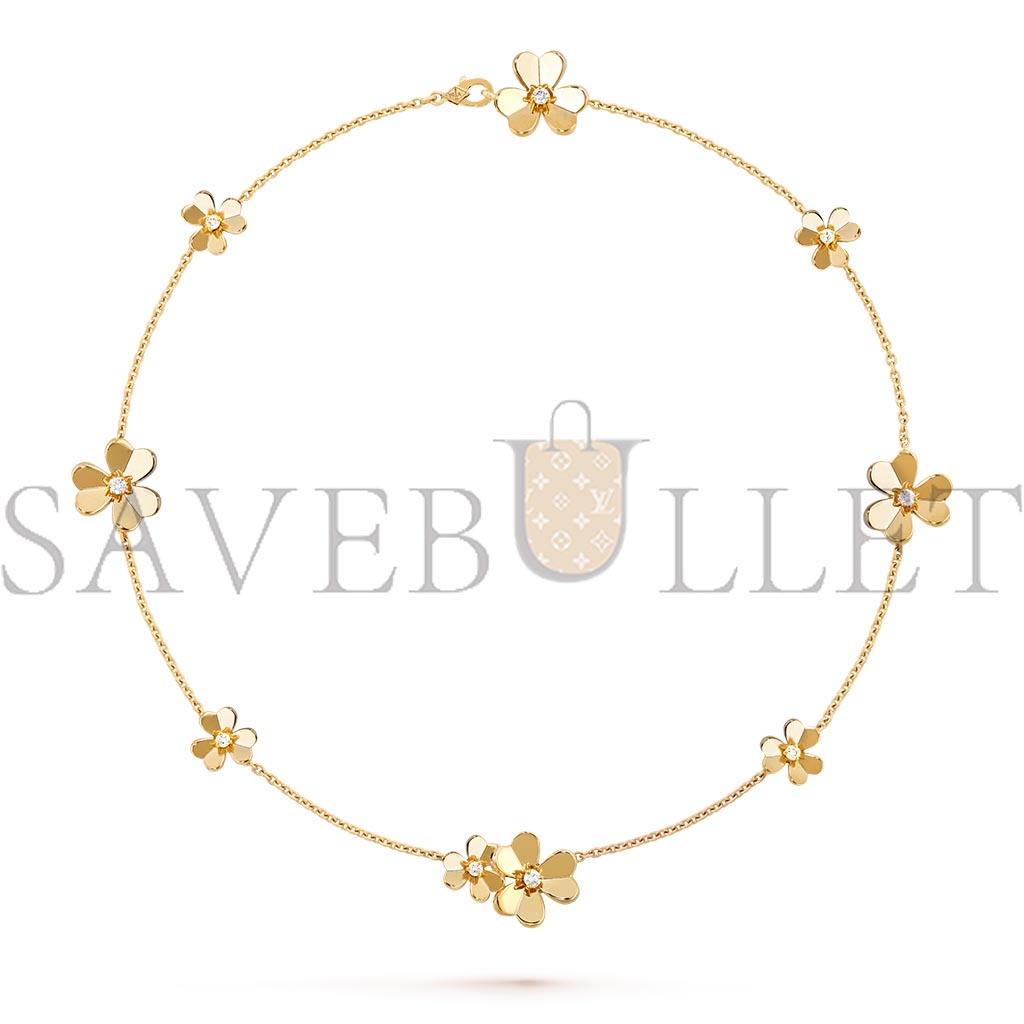 v*n cl*f arpels frivole necklace, 9 flowers - yellow gold, Di*m*nd  vcard31500